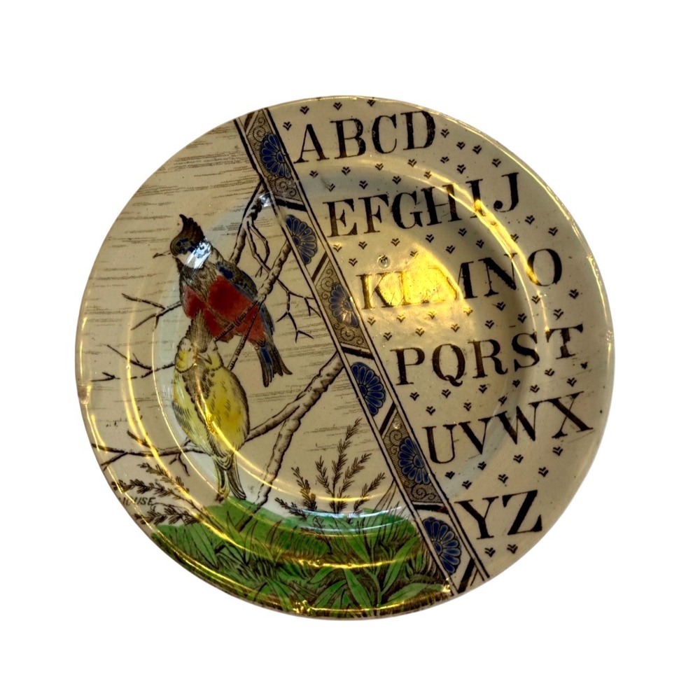 Antique Victorian Polychrome Transferware ABC Plate (Tunstall, c. 1884)